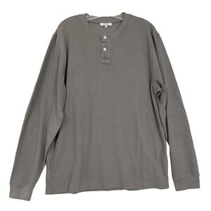 Madewell Long Sleeve Henley Tee Top Mens L Grey Ribbed Y2K Casual Minimalist